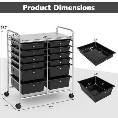 12 Storage Drawer Organizer Bins Rolling Cart