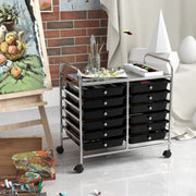 12 Drawers Rolling Storage Cart for Home and Office-Black