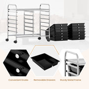 12 Drawers Rolling Storage Cart for Home and Office-Black