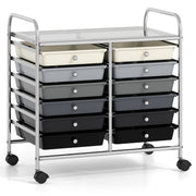 12 Drawers Rolling Storage Cart for Home and Office-Gradient Grey