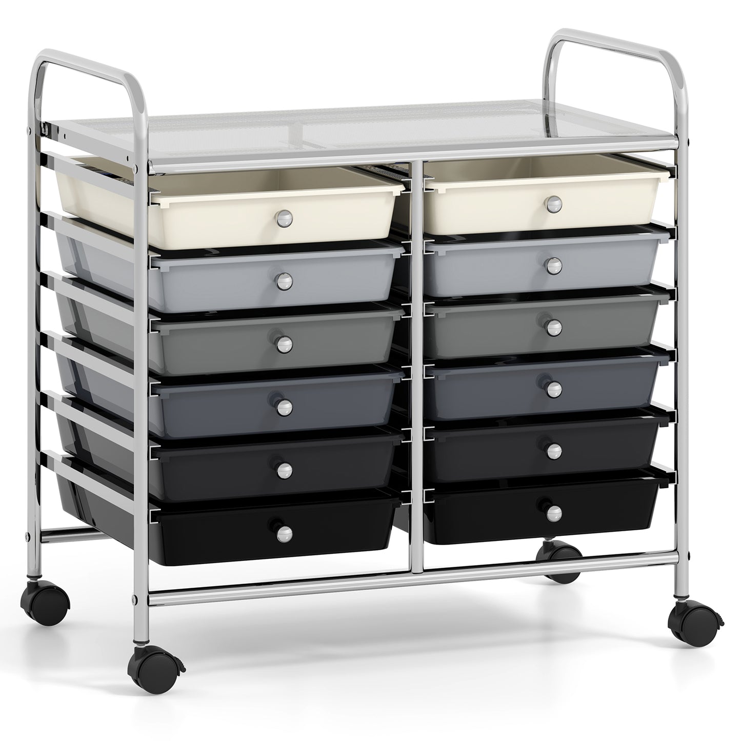 12 Drawers Rolling Storage Cart for Home and Office-Black - Gradient Grey