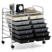 12 Drawers Rolling Storage Cart for Home and Office-Gradient Grey