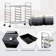 12 Drawers Rolling Storage Cart for Home and Office-Gradient Grey