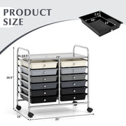12 Drawers Rolling Storage Cart for Home and Office-Gradient Grey