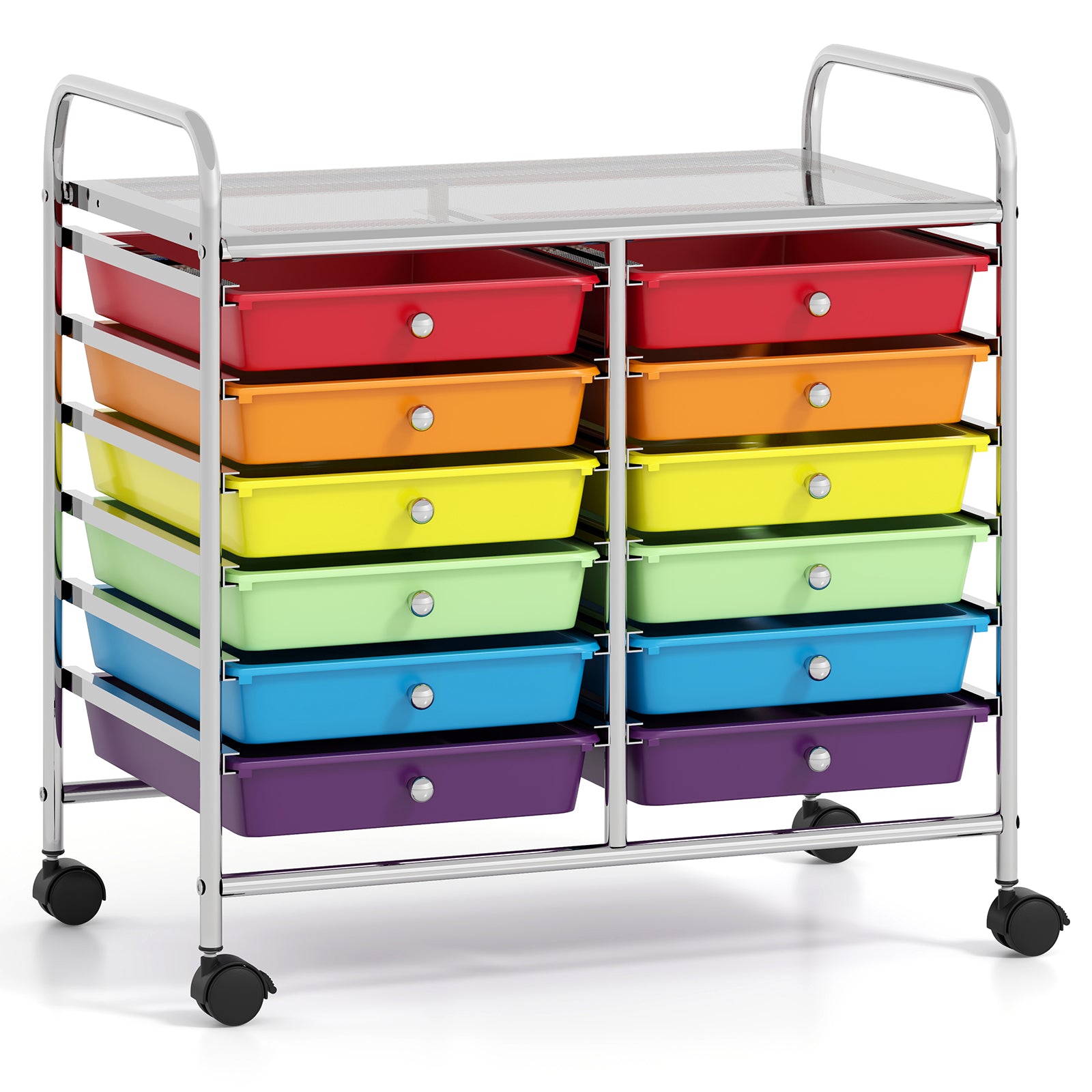 12 Drawers Rolling Storage Cart for Home and Office-Black - Multicolor