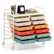12 Drawers Rolling Storage Cart for Home and Office-Macaron