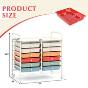 12 Drawers Rolling Storage Cart for Home and Office-Macaron