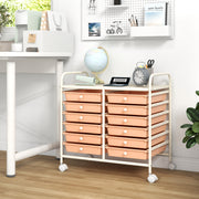 12 Drawers Rolling Storage Cart for Home and Office-Peach