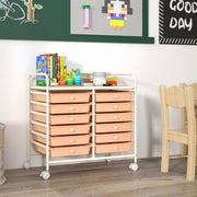 12 Drawers Rolling Storage Cart for Home and Office-Peach