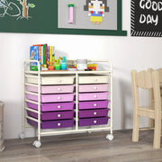 12 Drawers Rolling Storage Cart for Home and Office-Purple
