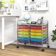 12 Drawers Rolling Storage Cart for Home and Office-Transparent Multicolor