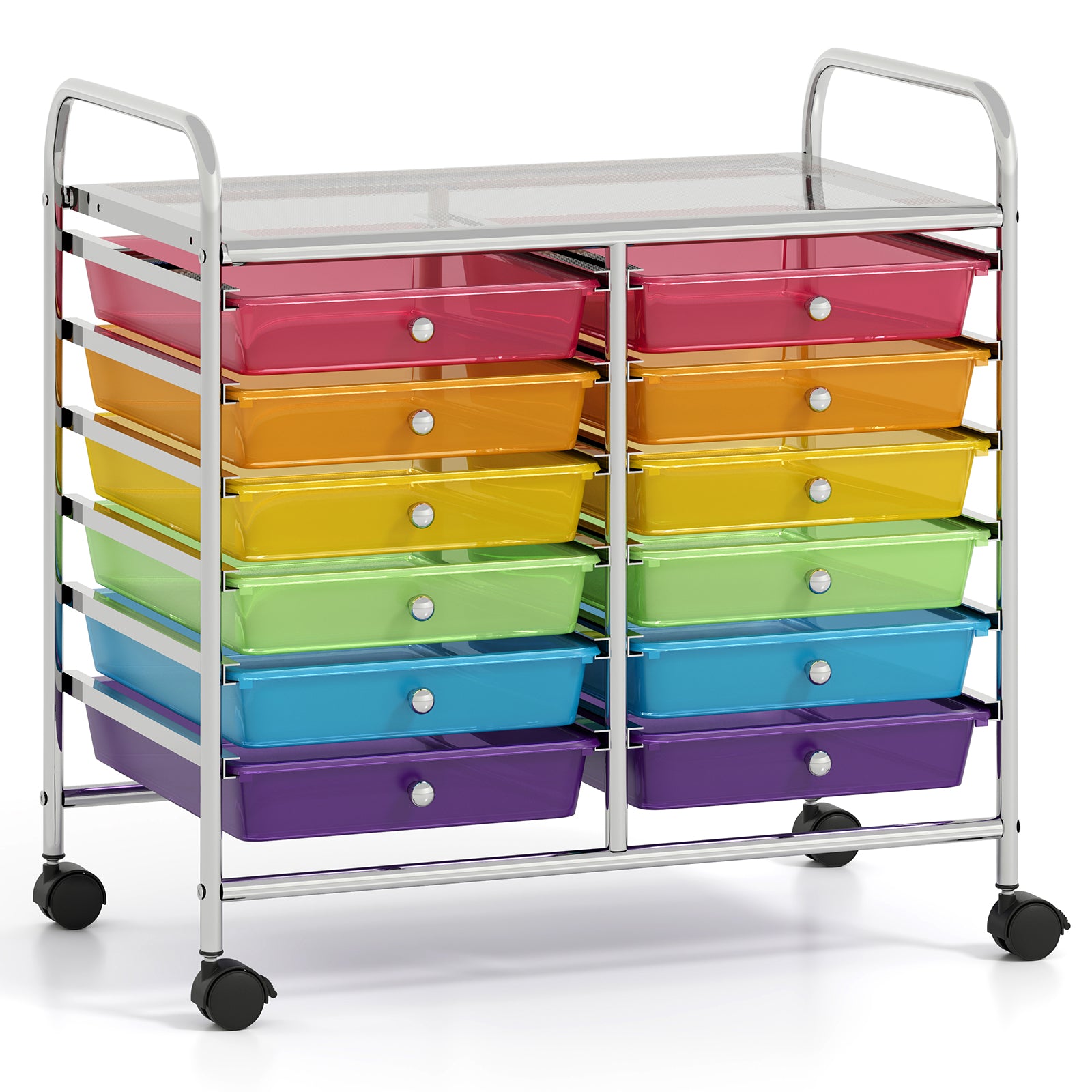 12 Drawers Rolling Storage Cart for Home and Office-Black - Transparent Multicolor