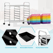 12 Drawers Rolling Storage Cart for Home and Office-Transparent Multicolor