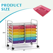 12 Drawers Rolling Storage Cart for Home and Office-Transparent Multicolor