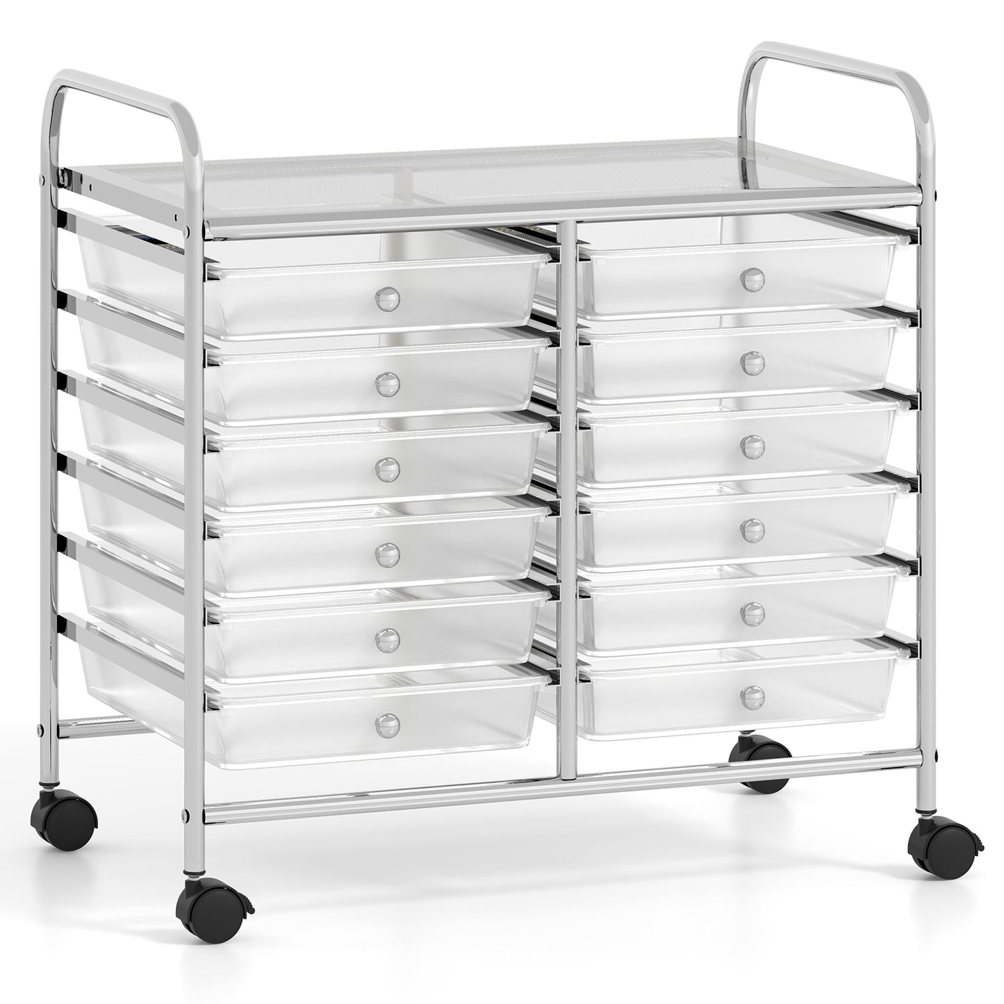 12 Drawers Rolling Storage Cart for Home and Office-Black - Transparent