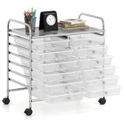 12 Drawers Rolling Storage Cart for Home and Office-Transparent