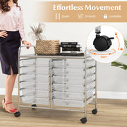 12 Drawers Rolling Storage Cart for Home and Office-Transparent