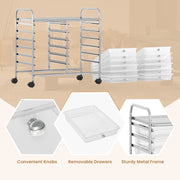 12 Drawers Rolling Storage Cart for Home and Office-Transparent