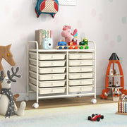 12 Drawers Rolling Storage Cart for Home and Office-White