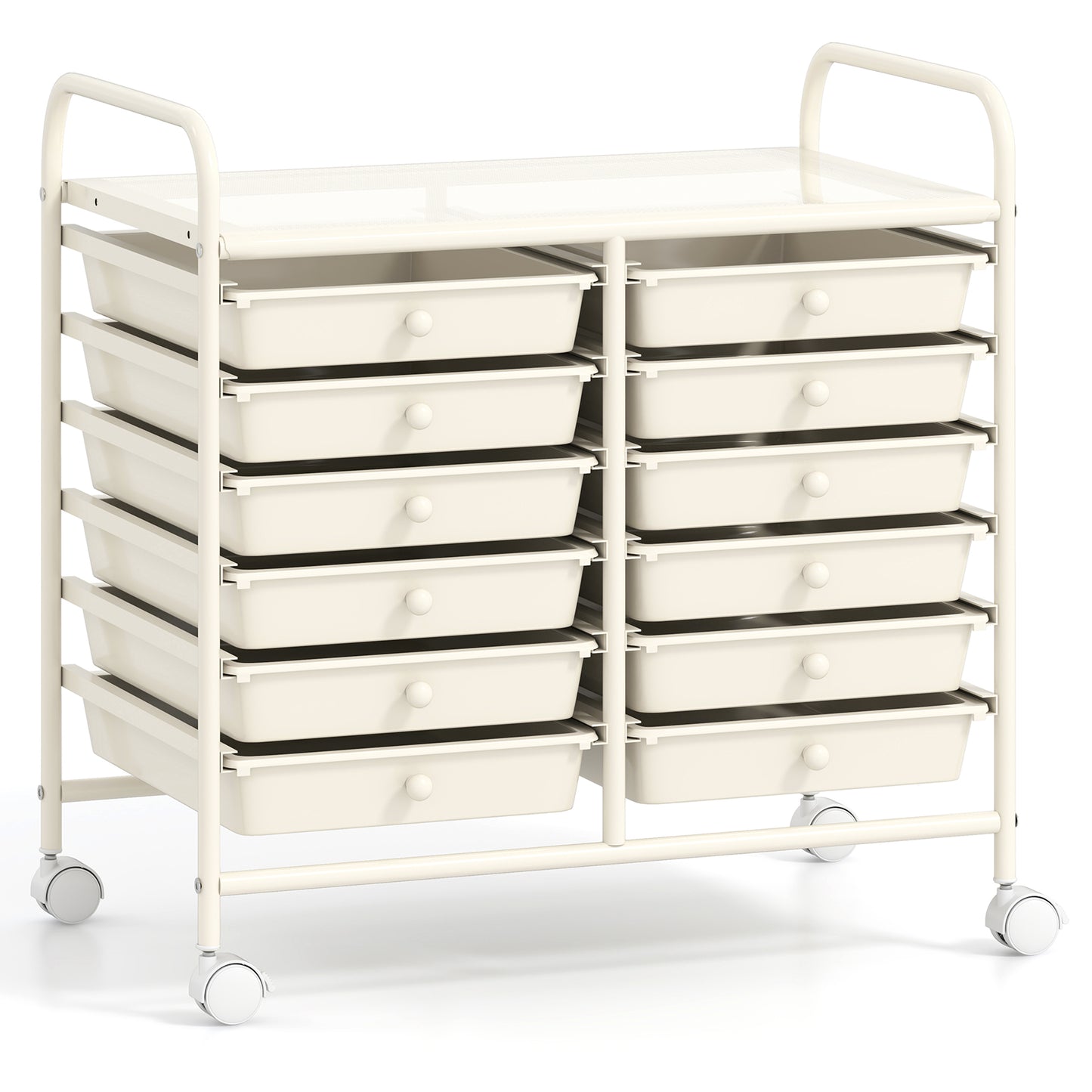 12 Drawers Rolling Storage Cart for Home and Office-Black - White