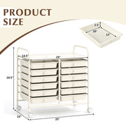 12 Drawers Rolling Storage Cart for Home and Office-White
