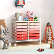 12 Drawers Rolling Storage Cart for Home and Office-Pink