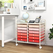 12 Drawers Rolling Storage Cart for Home and Office-Pink