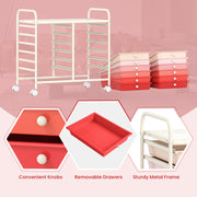 12 Drawers Rolling Storage Cart for Home and Office-Pink