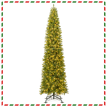 12 Feet Tall Pre-Lit Artificial Christmas Tree Outdoor Indoor Slim Pencil Tree with Lights