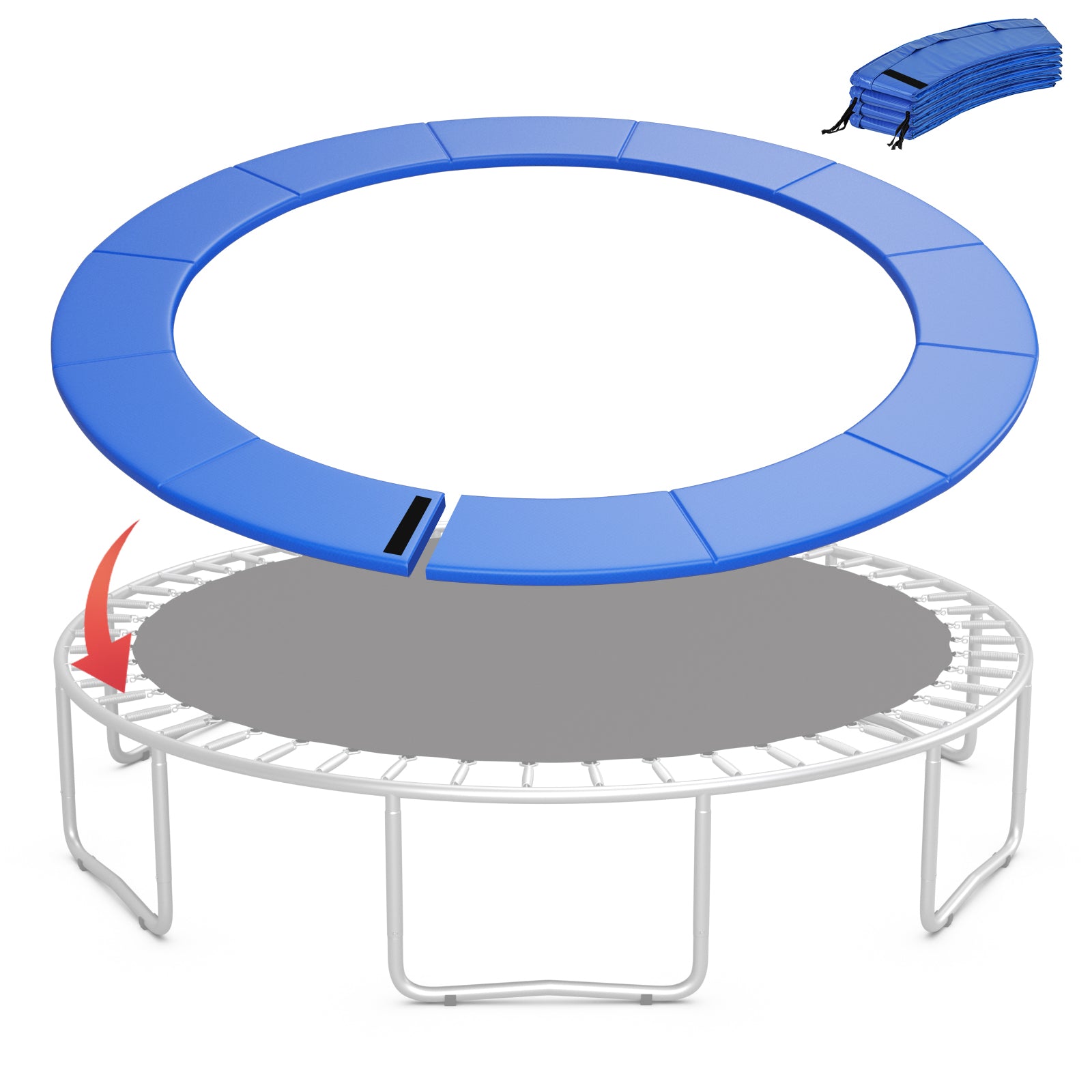 12 Feet Trampoline Pad Replacement Safety Pad with Fixing Straps (Blue)
