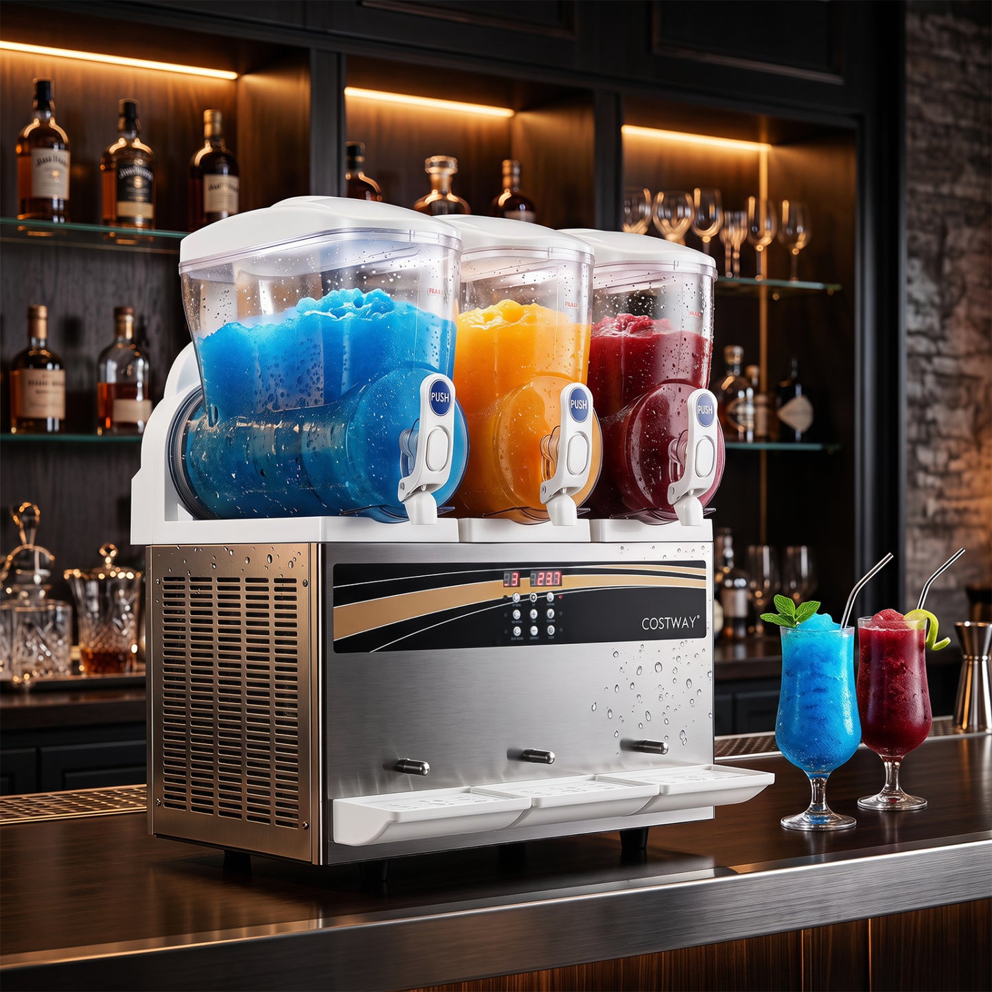 Commercial Slushy Dispenser 12 Gal Triple Tank Slushie Maker