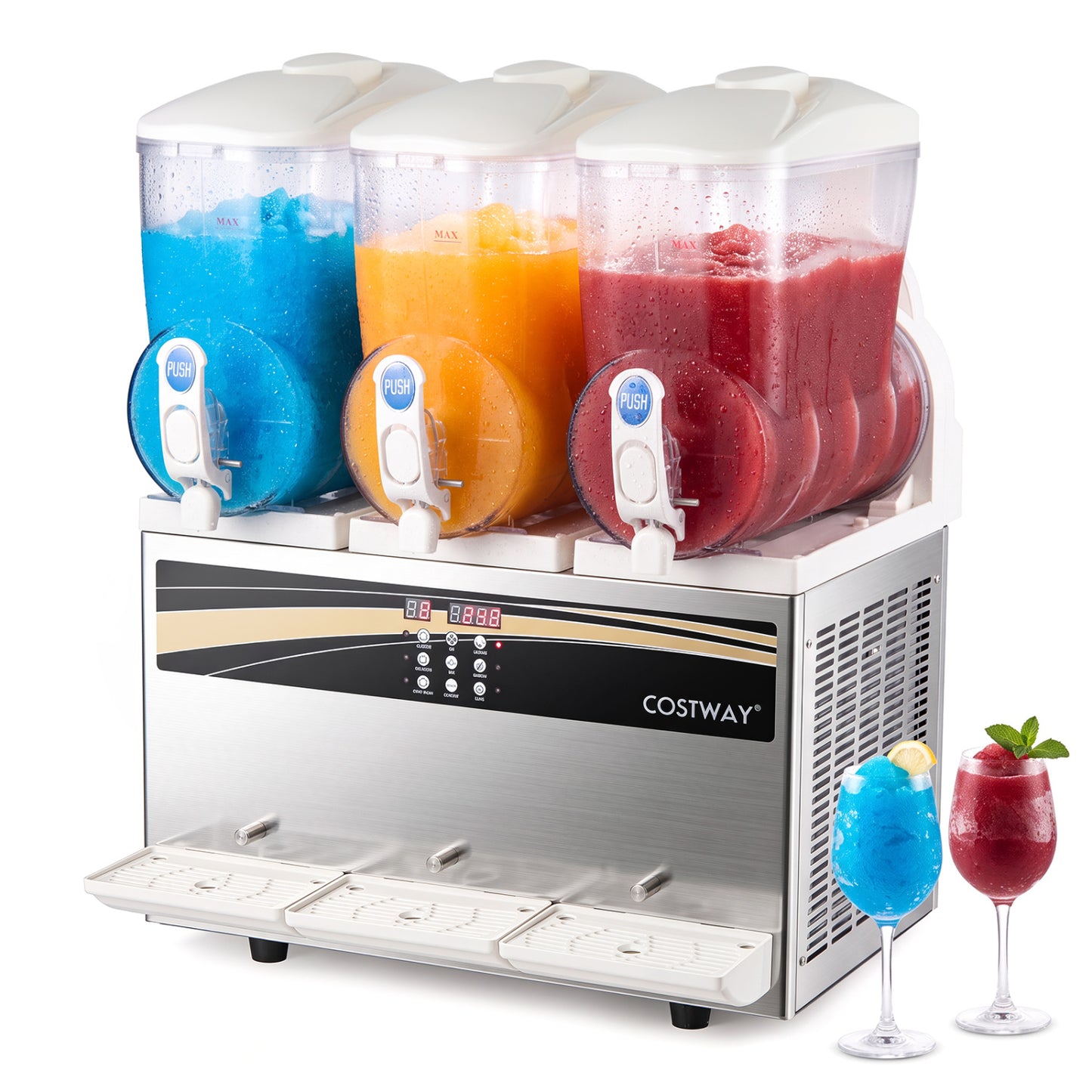Commercial Slushy Dispenser 12 Gal Triple Tank Slushie Maker
