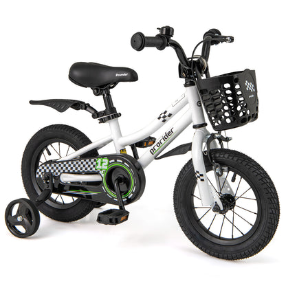 12 Inch Kids Bike Children Bicycle with Training Wheels for 3-4 Years Old-White - White