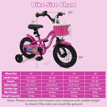 Kids Bike with Training Wheels 12-18 Inch - Magic Rose