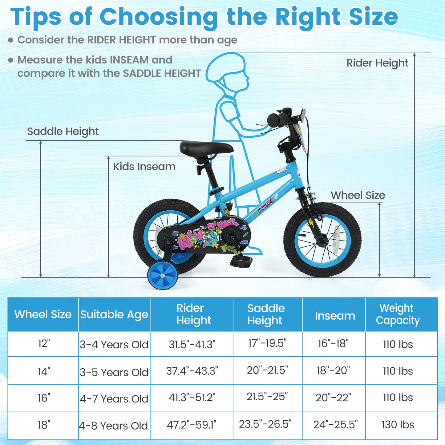 Kids Bike 16 Inch with Training Wheels Ages 4-7
