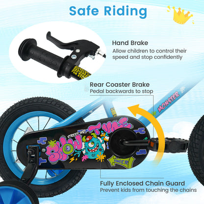 Kids Bike 16 Inch with Training Wheels Ages 4-7