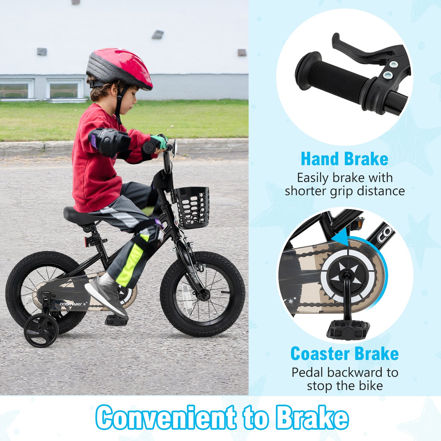 Kids Bike 12 Inch with Training Wheels and Basket