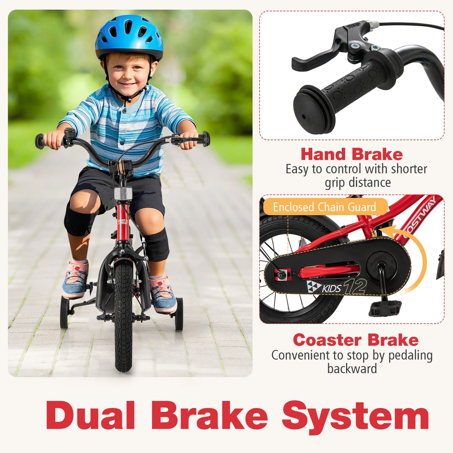 14 Inch Kids Bike Adjustable Bicycle with Reflectors and Bell for 3-5 Years Old