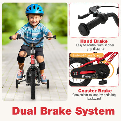 14 Inch Kids Bike Adjustable Bicycle with Reflectors and Bell for 3-5 Years Old