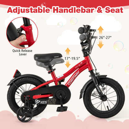 14 Inch Kids Bike Adjustable Bicycle with Reflectors and Bell for 3-5 Years Old