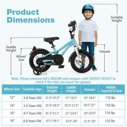 14-Inch Kids Bike for 3-5 Years Old Children Bicycle with Training Wheels