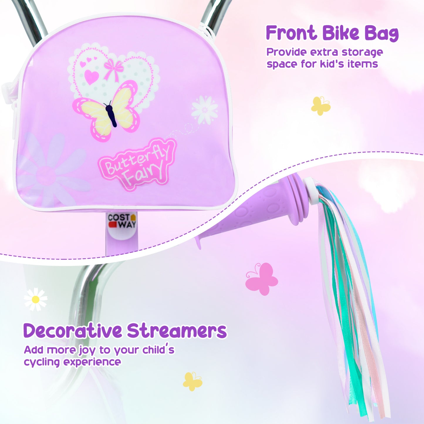 12-Inch Girls Bike with Training Wheels for Ages 3-4