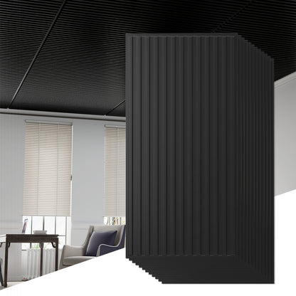 12-Pack PVC Slat Wall Panels for Interior Wall Decoration for Living Room and TV Background