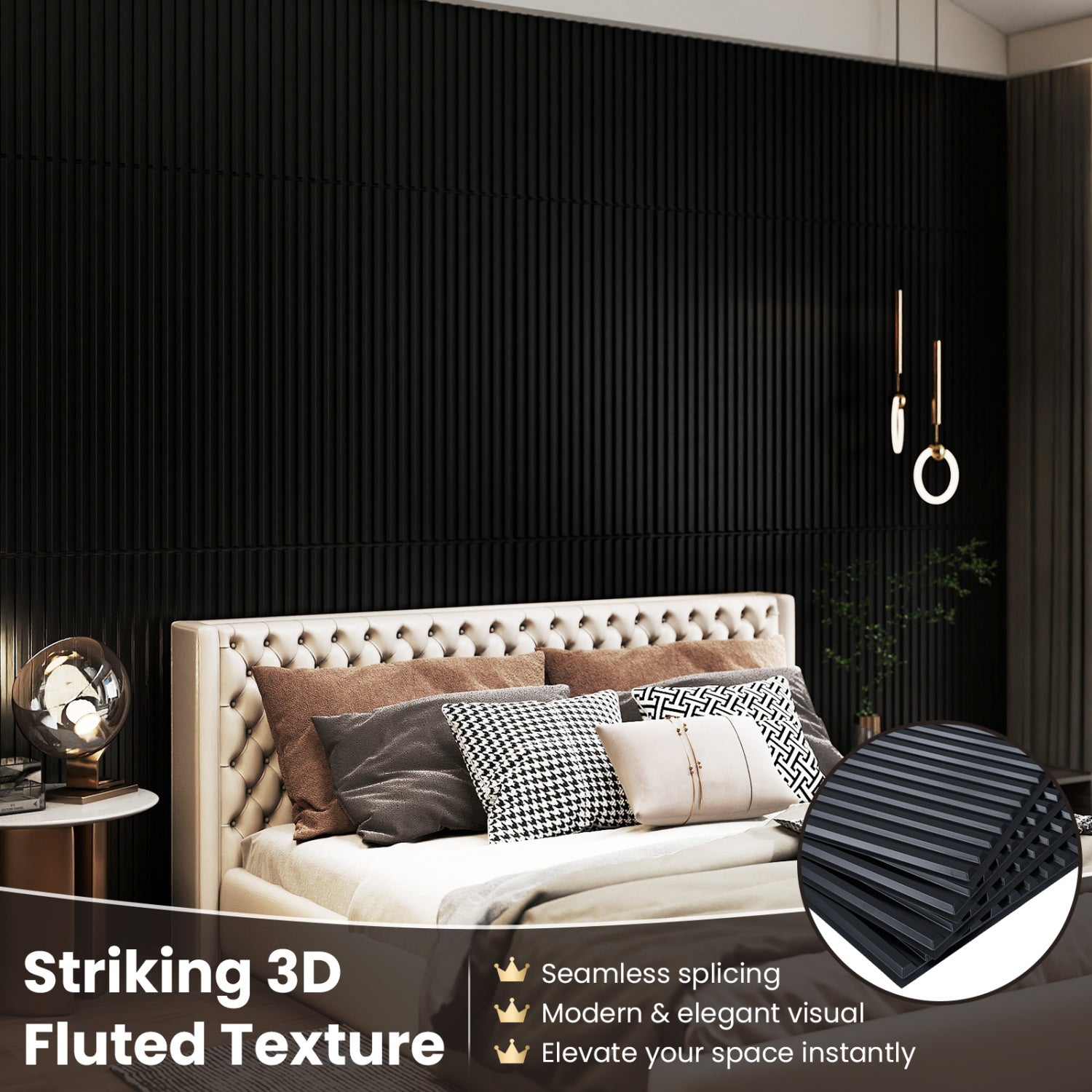 12-Pack PVC Slat Wall Panels for Interior Wall Decoration for Living Room and TV Background