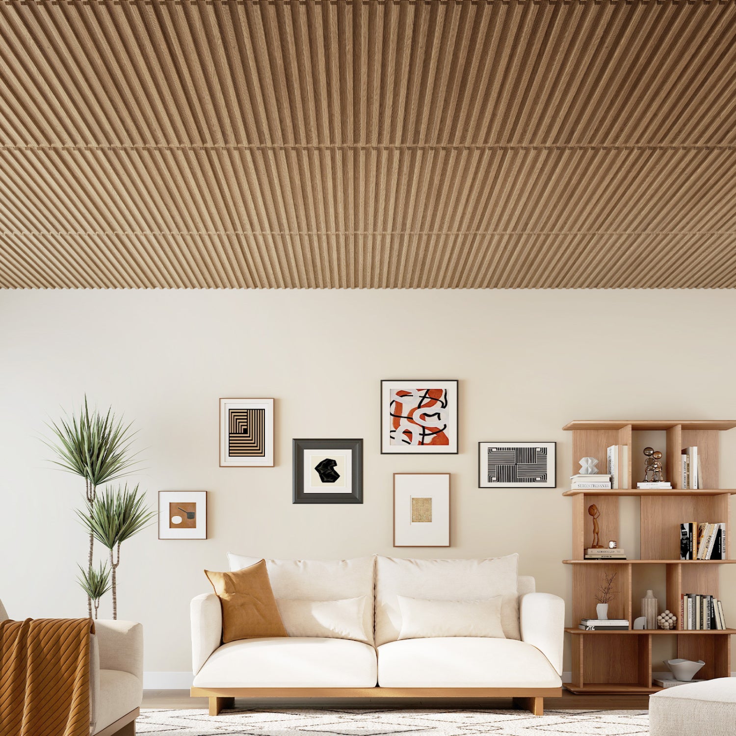 12-Pack PVC Slat Wall Panels for Interior Wall Decoration for Living Room and TV Background