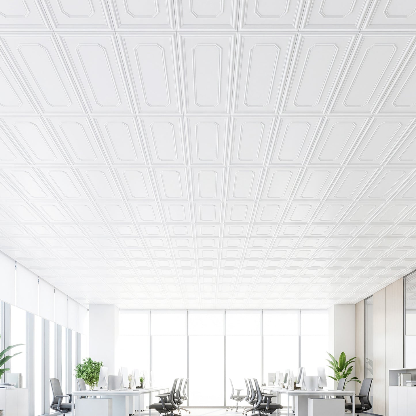 24 Pieces Ceiling Tiles Decorative PVC Ceiling Covering Panels