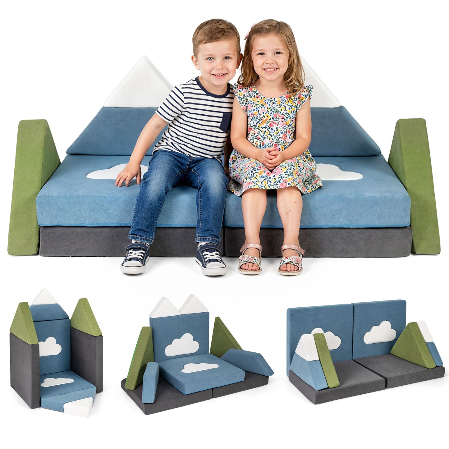12 Pieces Snow Mountain Theme Toddler Foam Building Fort