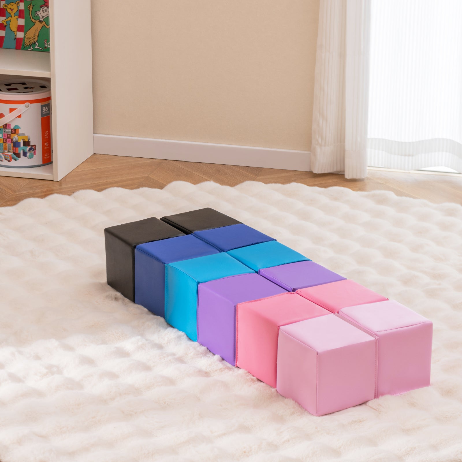 12 Pieces Soft Foam Building Blocks Climbing Foam Cubes Set for Kids-Deep Multicolor