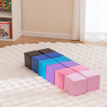 12 Pieces Soft Foam Building Blocks Climbing Foam Cubes Set for Kids-Deep Multicolor