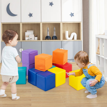 12 Pieces Soft Foam Building Blocks Climbing Foam Cubes Set for Kids-Multicolor